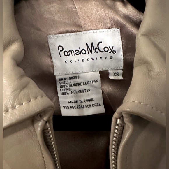 Pamela McCoy, Collared Leather Jacket, Tan, Size XS - Picture 2 of 4